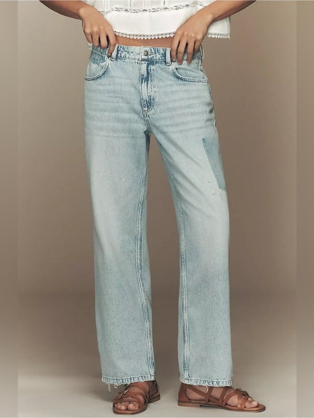 NWT Size 32 -Anthro Cotton Reworked Mid-Rise Relaxed Straight-Leg Jeans (US$148)